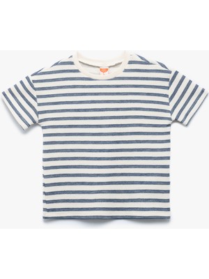 Koton Kısa Kollu Bisiklet Yaka Pamuklu Çizgili Tişört