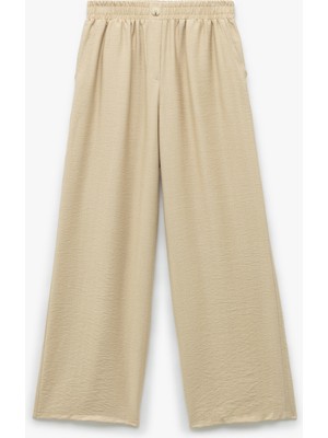 Koton Viskon Kumaş Beli Lastikli Cepli Düz Geniş Paça Pantolon