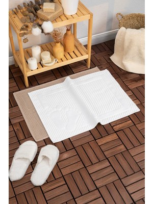 Favora Leoline %100 Pamuk Premium 2li Ayak Havlusu - Kahve - Beyaz