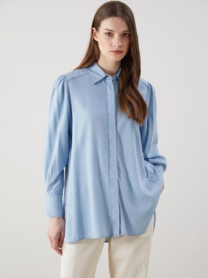 Gömlek Yaka Kadın Jean Tunik  (S5)