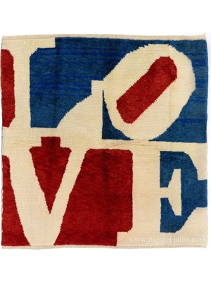 177 x 184  cm  El Düğümlü Tüylü Halı, El Yapımı Sevgililer Günü Halı, Love Halı, Aşk Halı, Ev Hediyesi