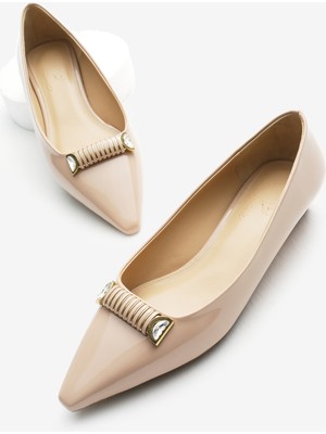 Kadın Vizon Neolit Taban Toka Detaylı Sivri Burunlu Babet