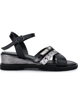 Tamer Tanca Kadın  Deri Taba Topuklu Sandalet 1109 M589 Bn Sndlt Y25 K.taba/altın/lm