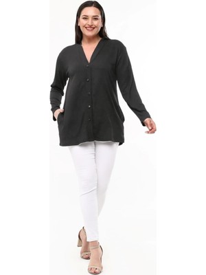 Laden Baharlık Yazlık Bürümcük Kumaş Anne Kadın Klasik Mat Siyah Hırka