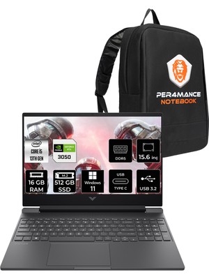 Hp Victus 15 Intel Core I5 13420H 16GB Ram 512GB SSD RTX3050/6GB 144Hz 15.6" Fhd Windows 11 Home Taşınabilir Bilgisayar & Per4 Çanta B7TG9EAPN362