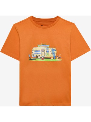 Skechers B Short Sleeve Regular Fit T-Shirt Büyük Erkek Çocuk Turuncu Tshirt SK2510102-701