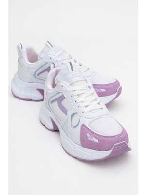 Bağcıklı Anorak Kadın Spor Ayakkabı Beyaz Lila