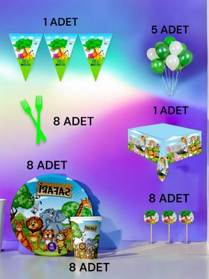 8 Kişilik Safari Temalı L Paket - Doğum Günü Parti ve Eğlenceli Etkinlikler