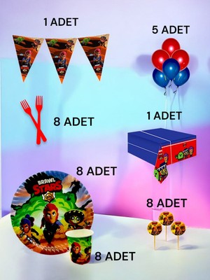 8 Kişilik Brawlstars Temalı L Paket - Doğum Günü Parti ve Eğlenceli Etkinlikler
