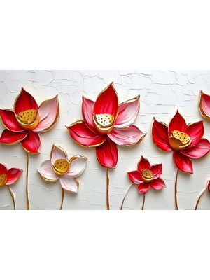 Aden Dekoratif Kırmızı  Çiçekler Kanvas Tablo