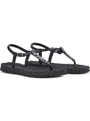 Ilse Jacobsen Black CHEERFUL10G - Siyah Taşlı Parmak Arası Terlik