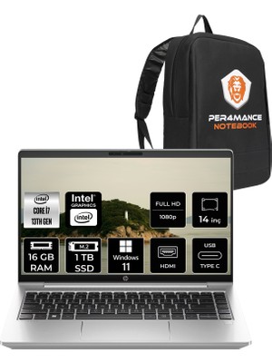 HP Probook 440 G10 i7 1355U 16GB RAM 1TB SSD 14" FHD Win11 Pro 725Q6EAPN363 Notebook + Per4 Çanta