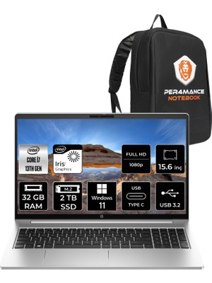 Hp Probook 450 G10 Intel Core I7 1355U 32GB 2tb SSD 15.6" Fhd Windows 11 Home Taşınabilir Bilgisayar & Per4 Çanta 969H2ETPN379