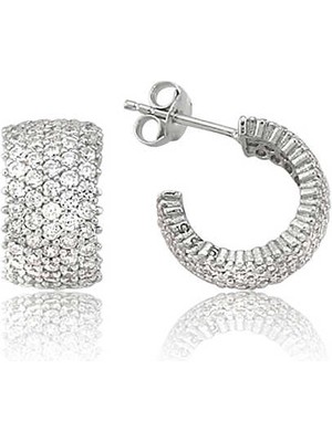 925 Ayar Gümüş Beş Sıralı Beyaz Tamtur Küpe