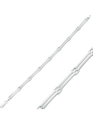 925 Ayar Gümüş Iki Sıra Erkek Bileklik