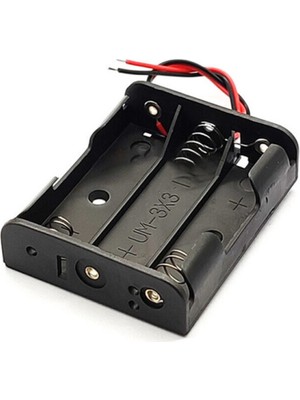 Alkatronik 3lü Aaa Pil Kutusu Yuvası Ince Küçük Tip 3 Tane 1.5V Pil Dc 4.5V Plastik Pil Tutucu 14CM Kablo