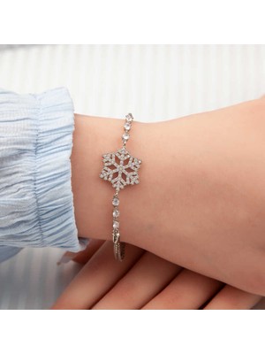 925 Ayar Gümüş Kar Tanesi Kadın Bileklik