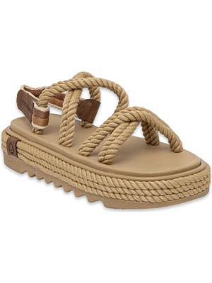 Bohonomad Bodrum Mid Platform Halat Bej Kadın Sandalet
