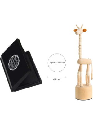 Ahşap Mühür 40MM Çap Eklemli Zürafa Figürlü Istampa Hediyeli