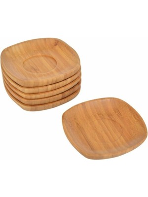 Es Dekor Bambu Silva 6'lı Kare Çay Tabak Çerez Kase 10X10X1, 6 cm Tiryaki Özel Tasarım Servis Yuva Taban