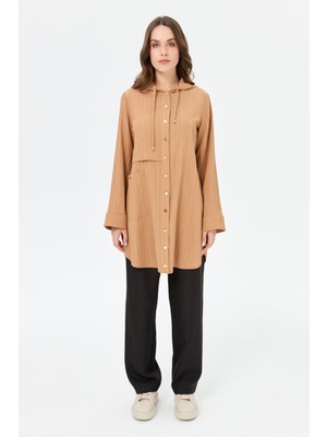 Kapişon Detaylı Giy Çık Tunik  Camel