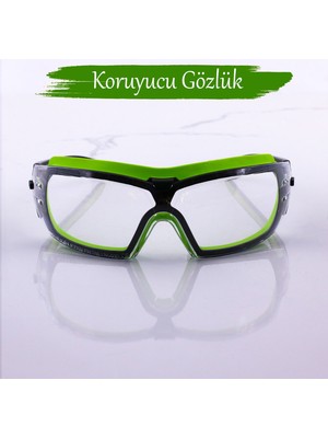 Badem10 Iş Güvenlik Gözlüğü Buğulanmaz Lazer Uv Koruyucu Toz Korumalı Gözlük Silikon Kulaklık Şeffaf
