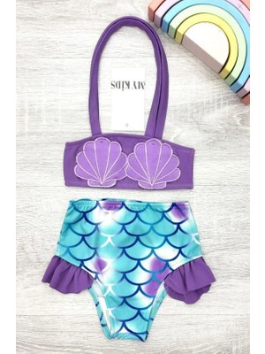 Kız Çocuk Deniz Kabuğu Desenli Bikini Takımı 2802M