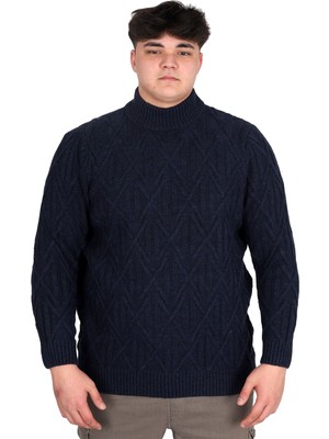 Mode Xl Büyük Beden Erkek Kazak Yarım Balıkçı Yaka Infınıty 24212 Lacivert