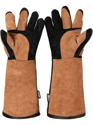 Veteriner Hayvan Tutma Eldiveni, Koruyucu Eldiven 45 cm (SİYAH/TABA3P)