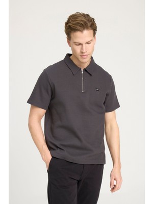 Wrangler W7NQ20528633W Erkek Siyah Sünger Desen Polo Yaka T-Shirt