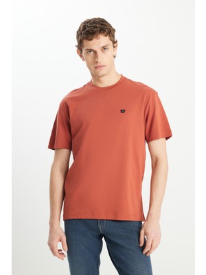 Wrangler MW7NM203877222 Kiremit Erkek Relax Fit Bisiklet Yaka T-Shirt