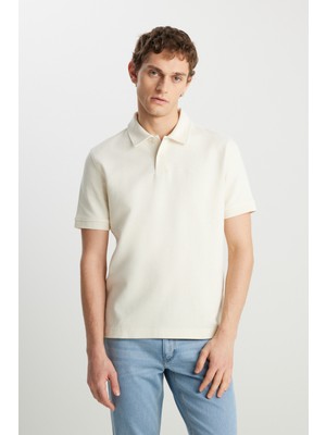 Wrangler W2510720104 Ekru Erkek Regular Fit Polo Yaka T-Shirt