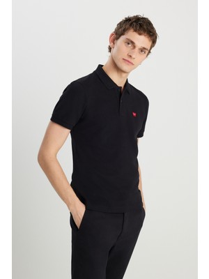 Wrangler MW7D5K4XX2T001 Siyah Erkek Kırılmaz Polo Yaka T-Shirt