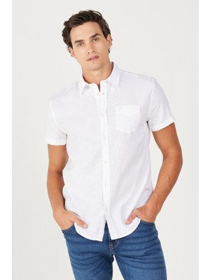 Wrangler W5J7LO989 Beyaz  Erkek Regular Fit Normal Kesim Kısa Kollu Gömlek