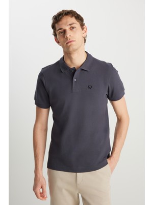 Wrangler MW7D5K4XX2T003 Antrasit Erkek Kırılmaz Polo Yaka T-Shirt