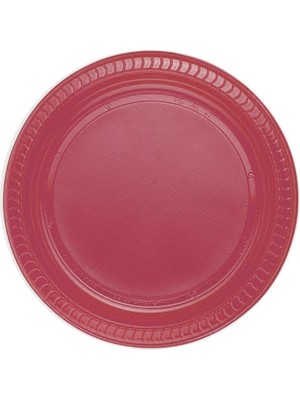 Plastik Tabak Doğum Günü Parti Tabağı Bordo 22 cm 25'li