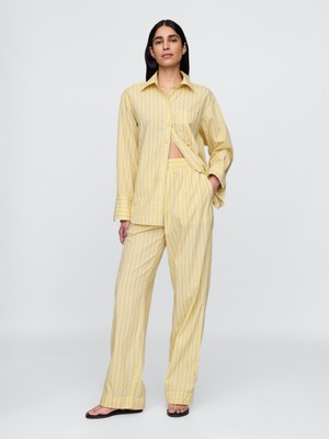 Gap Kadın Sarı %100 Organik Pamuk Poplin Easy Wide-Leg Pantolon