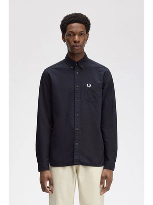 Fred Perry Erkek Lacivert Logolu Oxford Gömlek