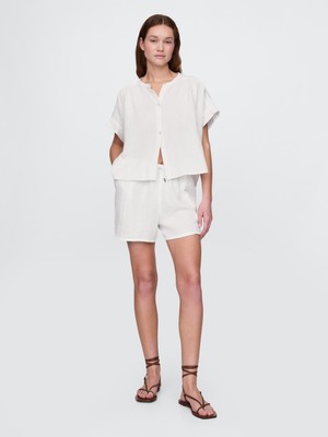 Gap Kadın Kırık Beyaz Crinkle Gauze Easy Şort