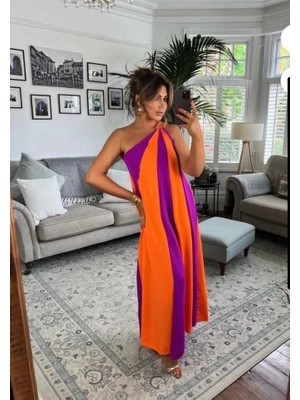 Defy Moda Çift Renkli Elbise