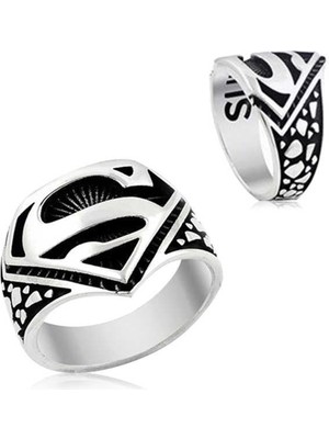 Gümüş Süpermen Sembolü Yüzük