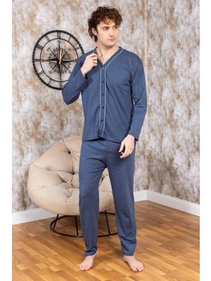Mutlu City Erkek Boydan Düğmeli Pamuk Pijama Takımı 16511