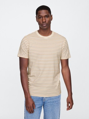 Gap Erkek Bej Relaxed Bisiklet Yaka T-Shirt