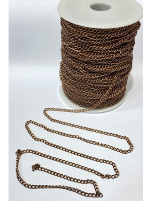 Hayalperest Boncuk Kahverengi Yassı Metal Kolye Zinciri 10 mt