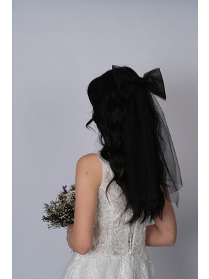 Hayalperest Boncuk Siyah Sade Fiyonk Model Toka Gelin Saç Aksesuarı