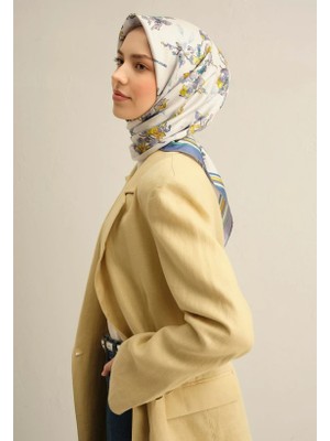 Armine Sura İpek Eşarp 9316 - 83 Beyaz Karışık Desen