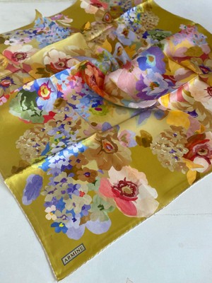 Armine Sura İpek Eşarp 9334 - 59 Yağ Yeşili Karışık Desen