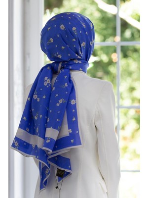 Vissona İpek Fresh Şal 60343 - 0032 Saks Krem Çiçek Desen