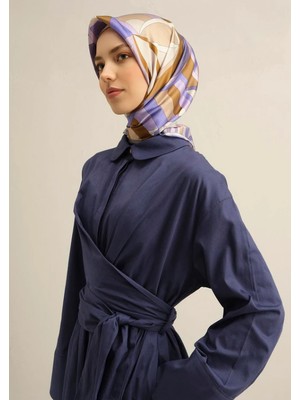 Armine Tivil İpek Eşarp 9336 - 34 Mor Karışık Desen