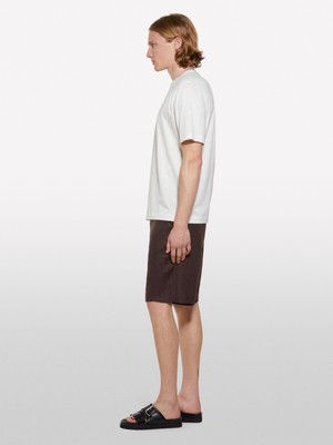 Liyosel Karışımlı Yırtmaçlı Regular Fit T-Shirt Erkek Krem T-Shirt - 325P361VS104K
